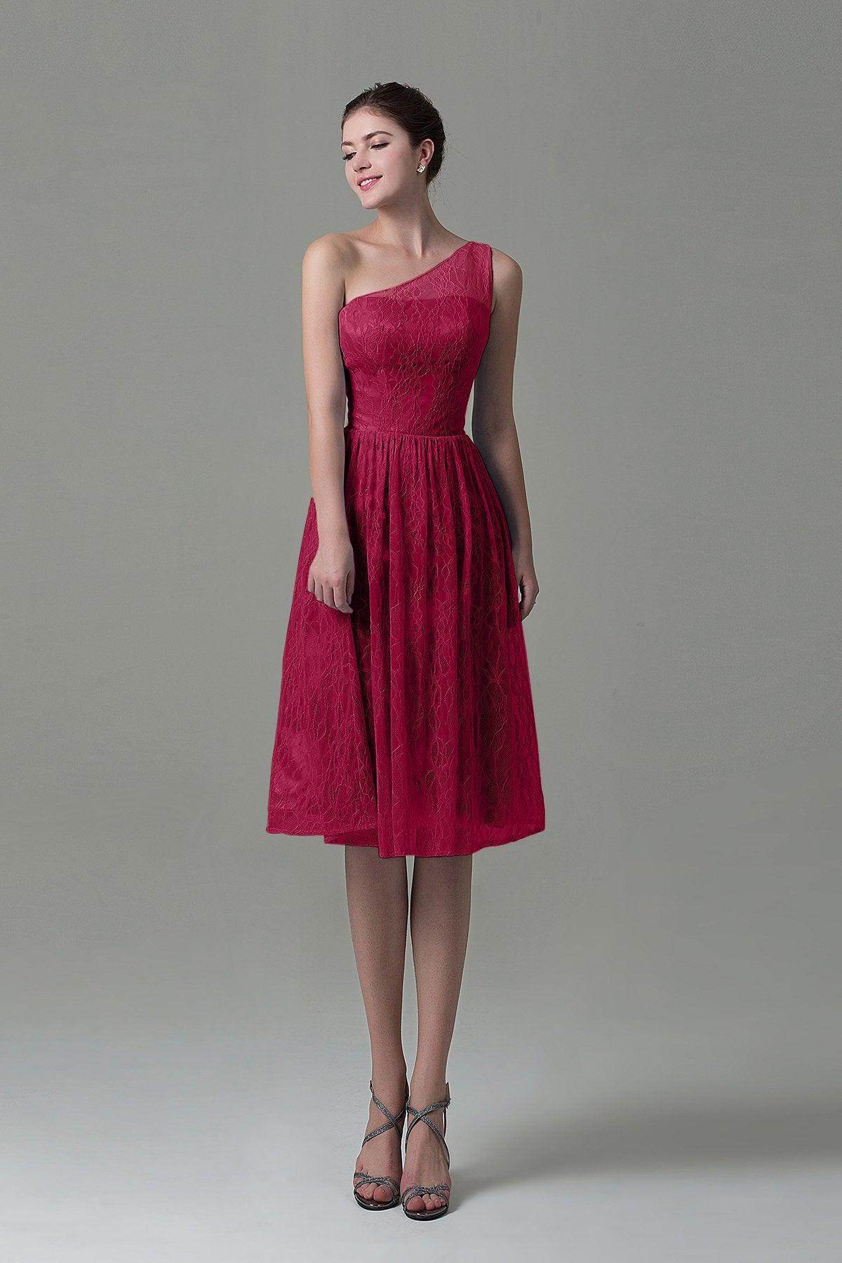 A-Line Knee Length Lace Bridesmaid Dress COZK16009 - COCOMELODY